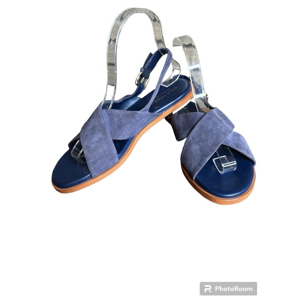 Cole Haan Blue Suede Fernanda Criss Cross Flat Slingback Sandal 7W